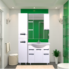 Орхидея - 75 Зеркало - шкаф прав. (свет) белая эмаль