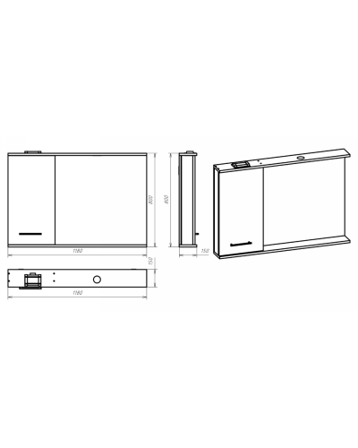 Респект -120 Зеркало левое (белая ПВХ/Дуб Тиссано)