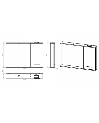 Респект -120 Зеркало правое (белая ПВХ/Дуб Тиссано)
