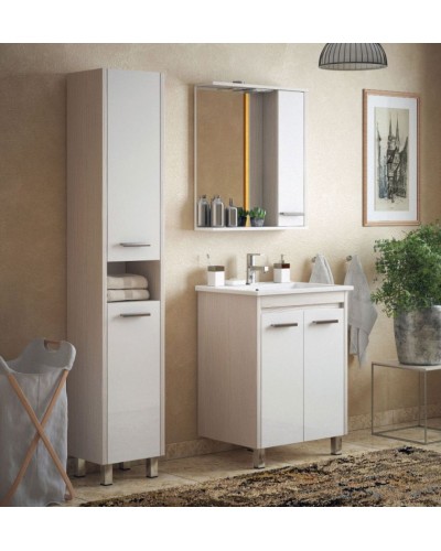 Зеркало со шкафом Corozo Лорена 75 SD-00000297 с подсветкой Лайн Белое