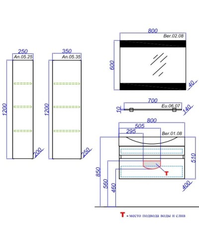 Зеркало 80х60 см с подсветкой Aqwella 5 Stars Bergamo Ber.02.08