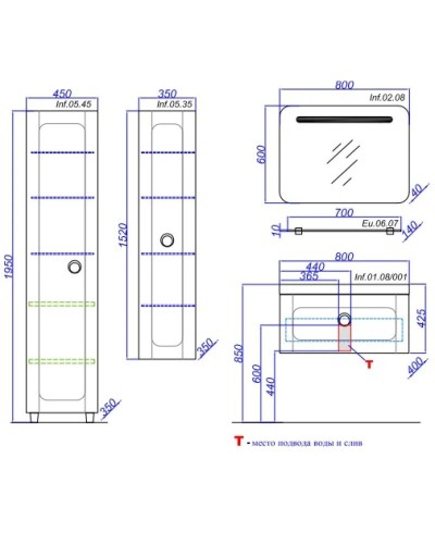 Зеркало 80х60 см с подсветкой Aqwella 5 Stars Infinity Inf.02.08