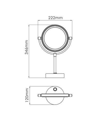 Косметическое зеркало WasserKRAFT K-1005 с подсветкой с увеличением Хром