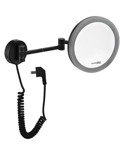Косметическое зеркало WasserKRAFT K-1004BLACK с подсветкой с увеличением Черное матовое