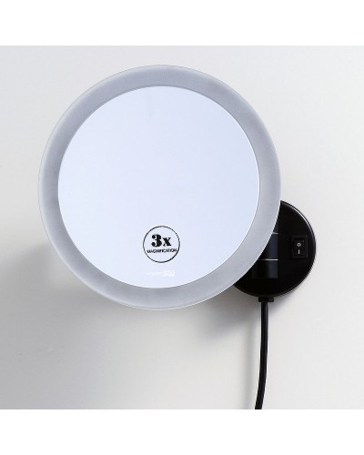 Косметическое зеркало WasserKRAFT K-1004BLACK с подсветкой с увеличением Черное матовое