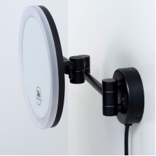 Косметическое зеркало WasserKRAFT K-1004BLACK с подсветкой с увеличением Черное матовое