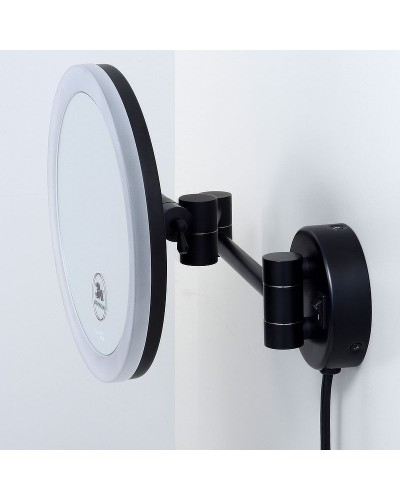 Косметическое зеркало WasserKRAFT K-1004BLACK с подсветкой с увеличением Черное матовое