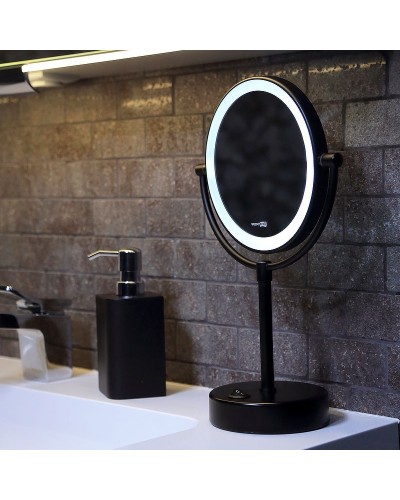 Косметическое зеркало WasserKRAFT K-1005BLACK с подсветкой с увеличением Черное матовое