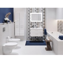 Зеркало Cersanit Led 060 Design Pro 80 KN-LU-LED060x80-p-Os с подсветкой с диммером, часами и подогревом