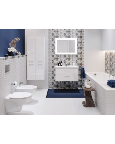 Зеркало Cersanit Led 060 Design Pro 80 KN-LU-LED060x80-p-Os с подсветкой с диммером, часами и подогревом