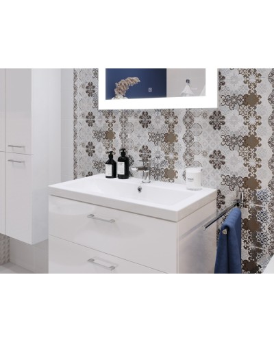 Зеркало Cersanit Led 060 Design Pro 80 KN-LU-LED060x80-p-Os с подсветкой с диммером, часами и подогревом