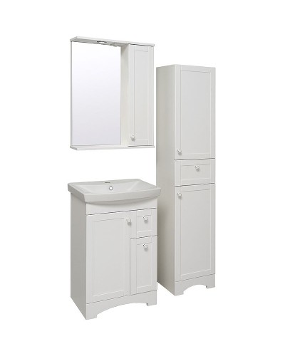 Зеркало со шкафом Runo Мерида 58 R 00-00000740 с подсветкой Белое