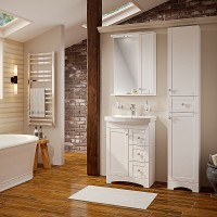 Зеркало со шкафом Runo Мерида 58 R 00-00000740 с подсветкой Белое