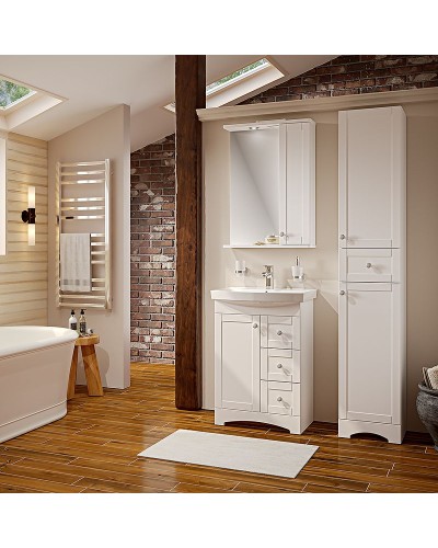 Зеркало со шкафом Runo Мерида 58 R 00-00000740 с подсветкой Белое