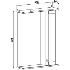 Зеркало со шкафом Runo Мерида 58 R 00-00000740 с подсветкой Белое