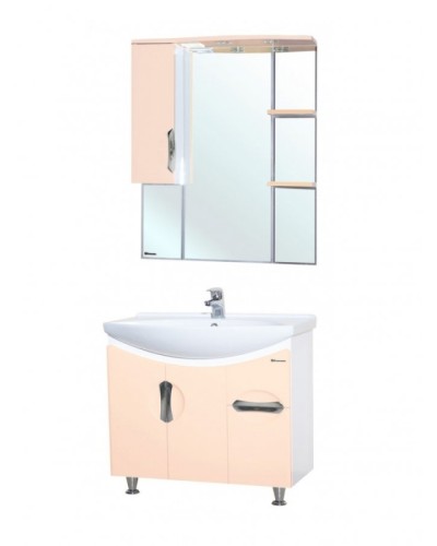 Зеркало со шкафом Bellezza Лагуна 75 L 4612112002078 с подсветкой L Бежевое Белое
