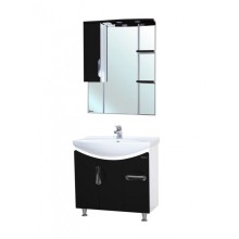 Зеркало со шкафом Bellezza Лагуна 75 L 4612112002047 с подсветкой L Черное Белое