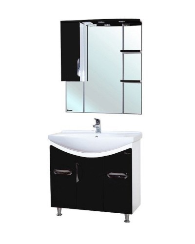 Зеркало со шкафом Bellezza Лагуна 85 L 4612114002045 с подсветкой L Черное Белое