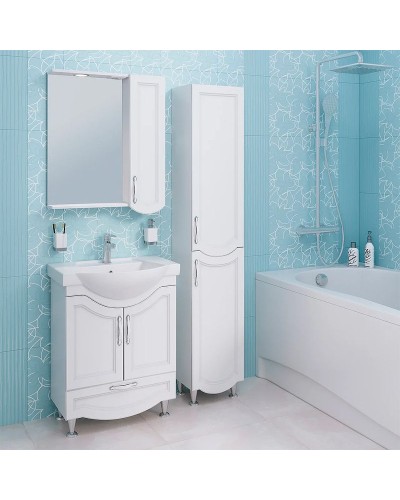 Зеркало со шкафом Runo Неаполь 65 R 00-00001030 с подсветкой Белое