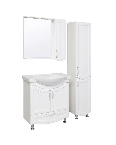 Зеркало со шкафом Runo Неаполь 75 R 00-00001031 с подсветкой Белое