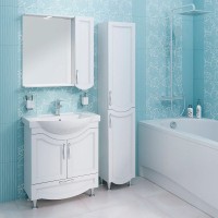 Зеркало со шкафом Runo Неаполь 75 R 00-00001031 с подсветкой Белое