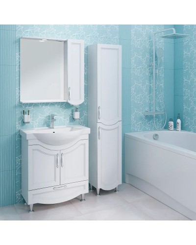 Зеркало со шкафом Runo Неаполь 75 R 00-00001031 с подсветкой Белое