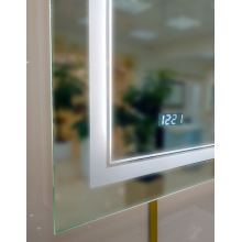 2 Неон - Зеркало LED  600х800 сенсор на зеркале / часы (двойная подсветка)