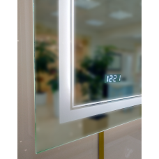 2 Неон - Зеркало LED  600х800 сенсор на зеркале / часы (двойная подсветка)