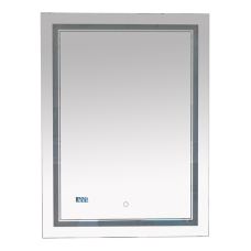 2 Неон - Зеркало LED  600х800 сенсор на зеркале / часы (двойная подсветка)