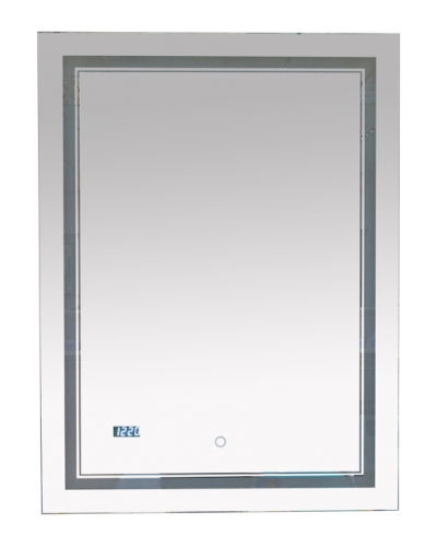 2 Неон - Зеркало LED  600х800 сенсор на зеркале / часы (двойная подсветка)