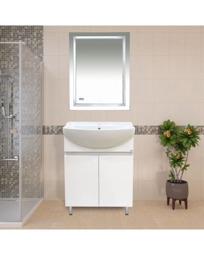 2 Неон - Зеркало LED  600х800 сенсор на зеркале / часы (двойная подсветка)