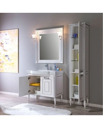 Зеркало 90х96,3 см белый серебряная патина Aquanet Паола 00181769