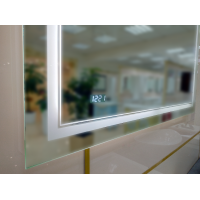 2 Неон - Зеркало LED 1200х800 сенсор на зеркале / часы (двойная подсветка)