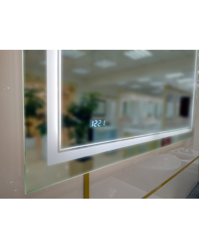 2 Неон - Зеркало LED 1200х800 сенсор на зеркале / часы (двойная подсветка)