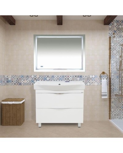 2 Неон - Зеркало LED 1200х800 сенсор на зеркале / часы (двойная подсветка)