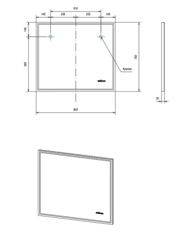Зеркало Velvex Klaufs Media 80 zkKLA.me.80.al с подсветкой с подогревом и сенсорным выключателем