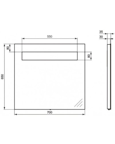 Зеркало с подсветкой 70х65 см Ideal Standard Strada K2477BH