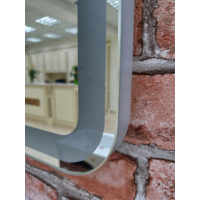 3 Неон - Зеркало LED  800х800 клавишный выключатель (с круглыми углами)