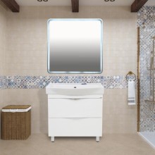 3 Неон - Зеркало LED  800х800 клавишный выключатель (с круглыми углами)