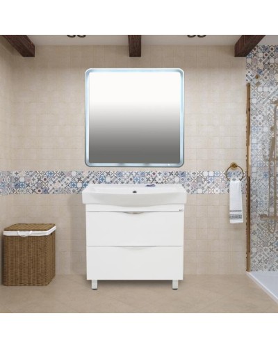 3 Неон - Зеркало LED  800х800 клавишный выключатель (с круглыми углами)