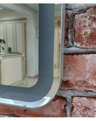 3 Неон - Зеркало LED  800х800 сенсор на зеркале (с круглыми углами)