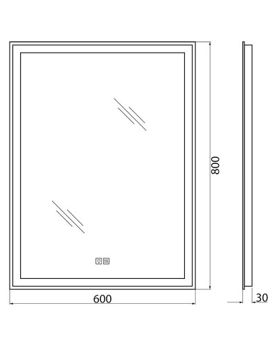 Зеркало BelBagno SPC-GRT-600-800-LED-TCH-WARM с подсветкой с подогревом с сенсорным выключателем