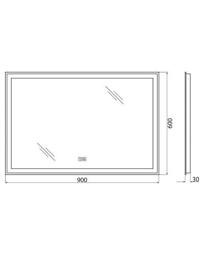Зеркало BelBagno SPC-GRT-900-600-LED-TCH-WARM с подсветкой с подогревом с сенсорным выключателем