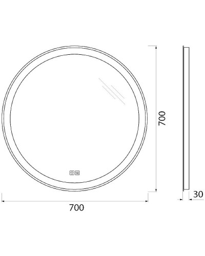 Зеркало BelBagno SPC-RNG-700-LED-TCH-WARM с подсветкой с подогревом с сенсорным выключателем