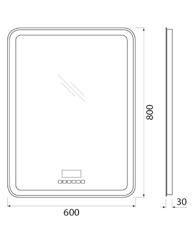 Зеркало BelBagno SPC-MAR-600-800-LED-TCH-RAD с подсветкой с сенсорным выключателем с bluetooth с термометром с радио