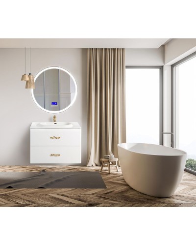 Зеркало BelBagno SPC-RNG-800-LED-TCH-RAD с подсветкой с сенсорным выключателем с bluetooth с термометром с радио