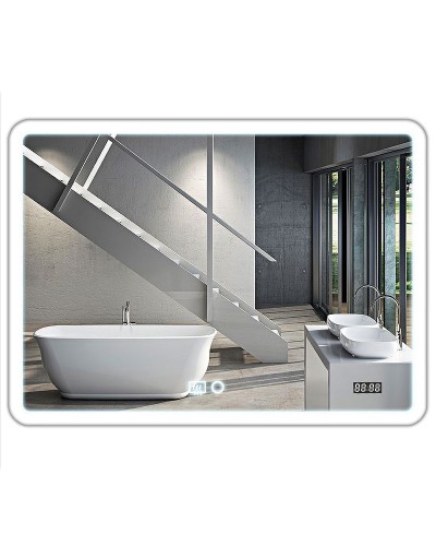 Зеркало Vincea 80 VLM-2A800-2W с подсветкой с часами и функцией антизапотевания