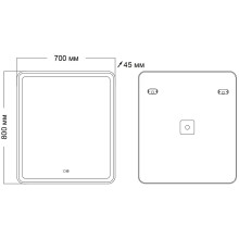 Зеркало Grossman Leo 70 167080 с подсветкой с сенсорным выключателем с подогревом