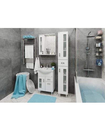 Зеркало со шкафом Onika Кристалл 58.01 205817 с подсветкой Белое