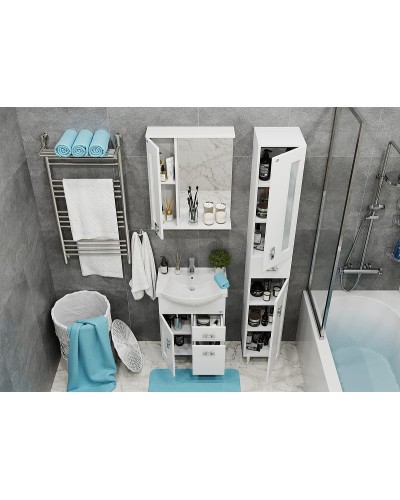 Зеркало со шкафом Onika Кристалл 58.01 205817 с подсветкой Белое